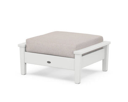 POLYWOOD® Prescott Deep Seating Ottoman in White / Dune Burlap
