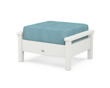 POLYWOOD® Harbour Deep Seating Ottoman in Vintage White / Lattice Sky Blue