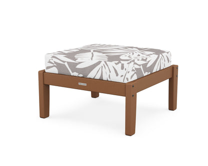 Martha Stewart by POLYWOOD® Chinoiserie Deep Seating Ottoman in Teak / Leaf Grey Mist