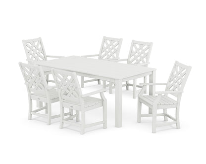 Country Living Wovendale Arm Chair 7-Piece Parsons Dining Set in White