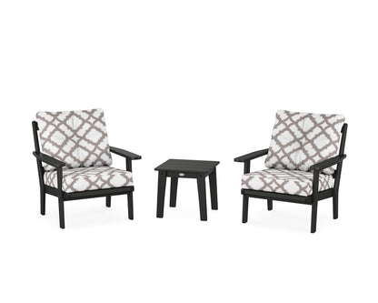 POLYWOOD® Prairie 3-Piece Deep Seating Set in Black / Trellis Grey Mist