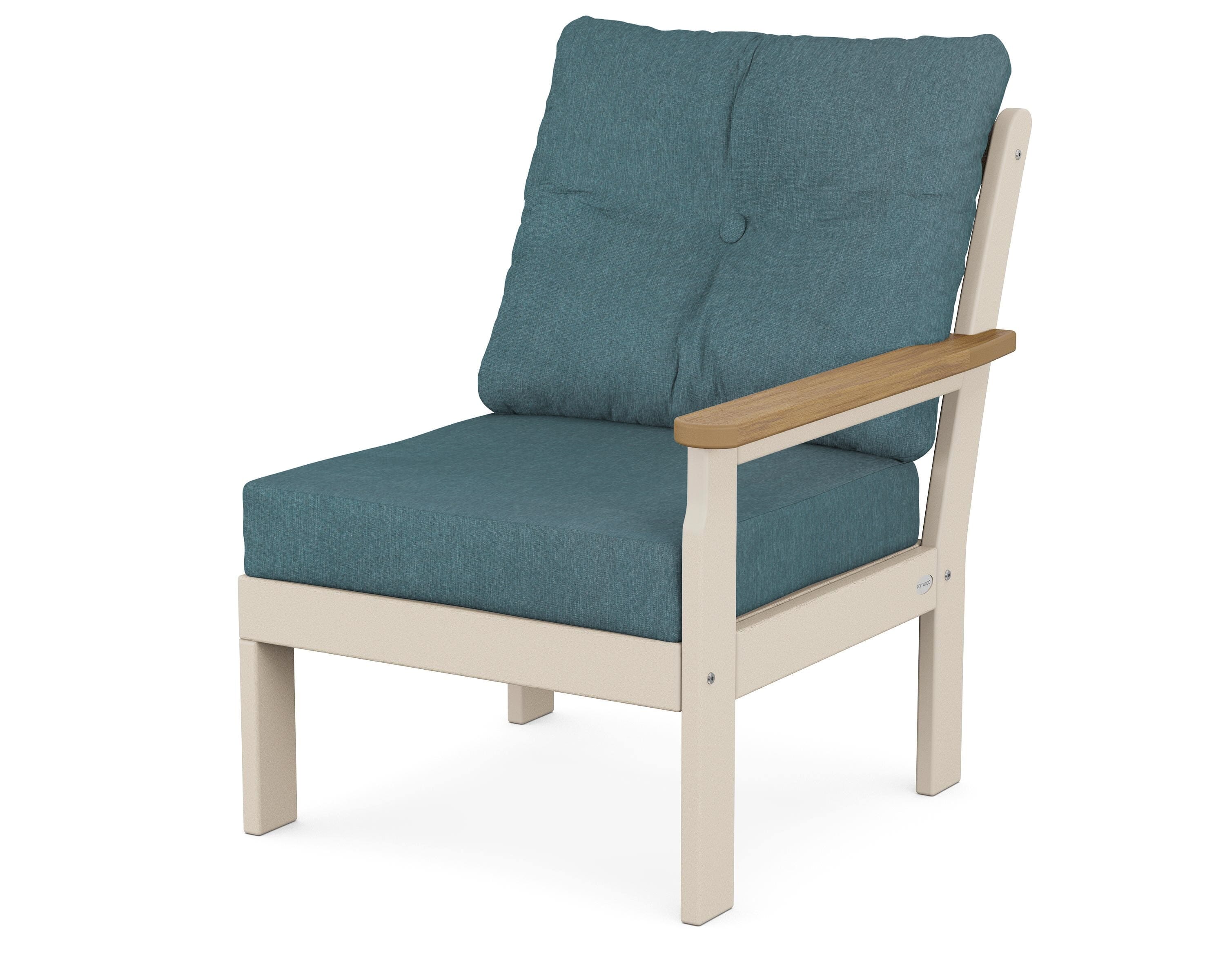 POLYWOOD® Vineyard Modular Right Arm Chair in Sand / Natural / Ocean Teal