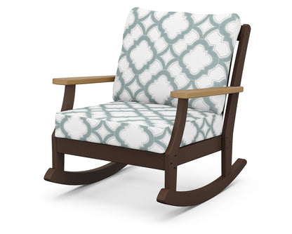 POLYWOOD® Braxton Deep Seating Rocking Chair in Mahogany / Natural / Trellis Glacier Spa
