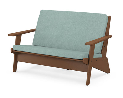 POLYWOOD® Riviera Modern Lounge Loveseat in Teak / Glacier Spa