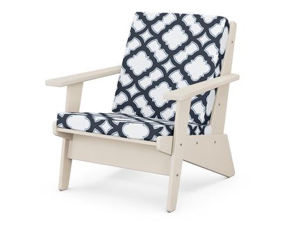 POLYWOOD® Riviera Modern Lounge Chair in Sand / Trellis Marine Indigo