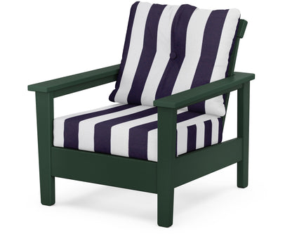 POLYWOOD® Prescott Deep Seating Chair in Green / Cabana Stripe Navy