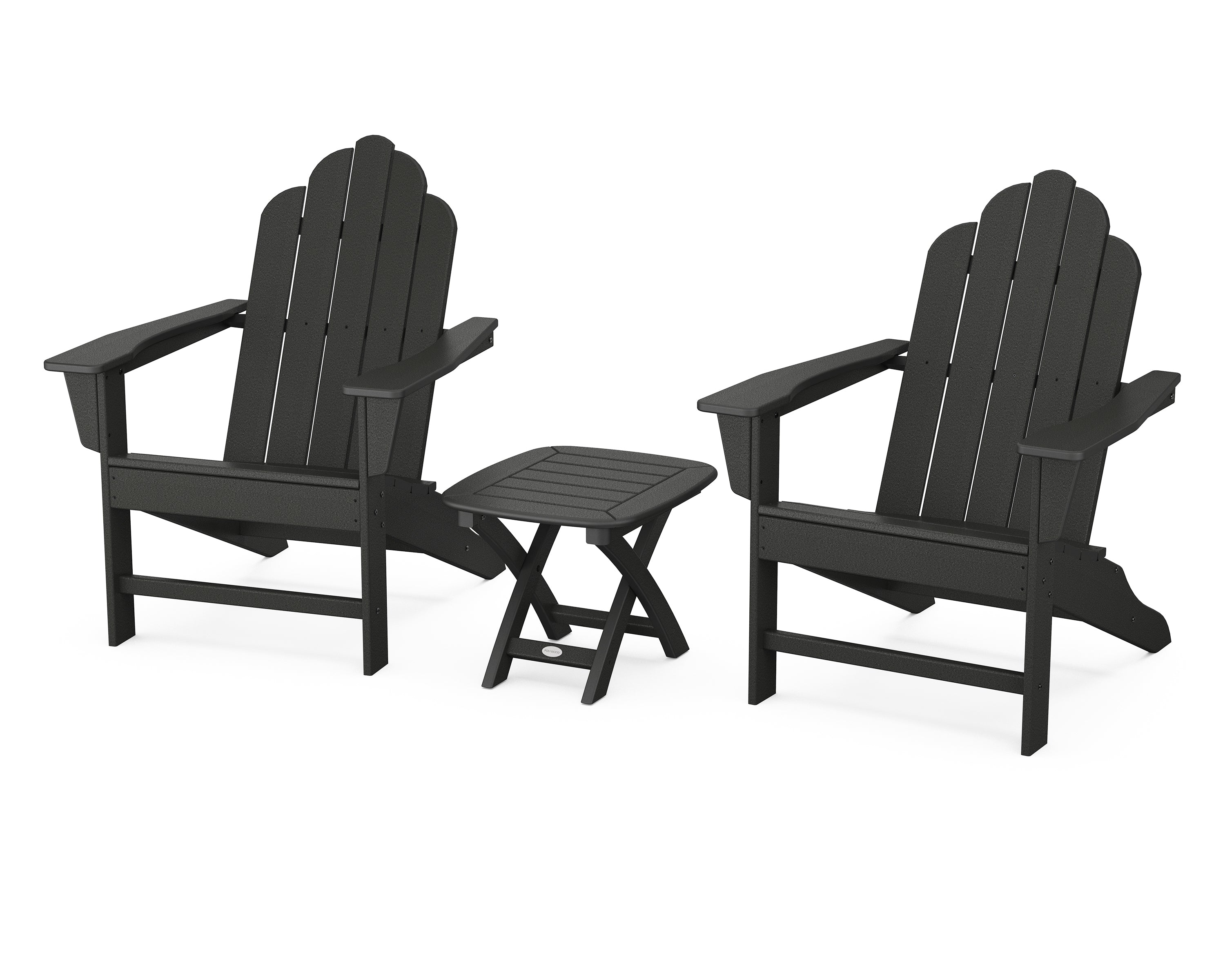 POLYWOOD® Long Island Adirondack 3-Piece Set in Black