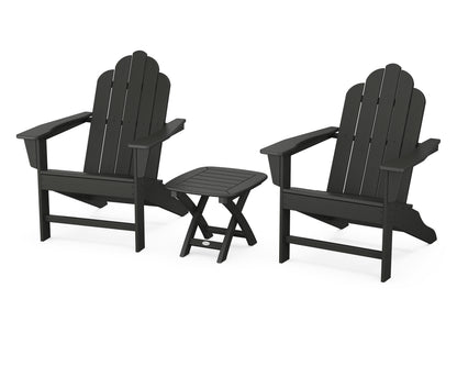 POLYWOOD® Long Island Adirondack 3-Piece Set in Black