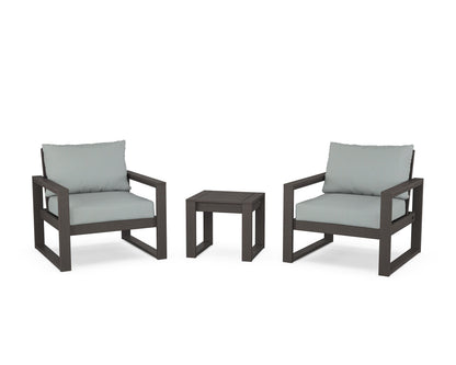 POLYWOOD® EDGE Sectional 3-Piece Deep Seating Set in Vintage Coffee / Spa