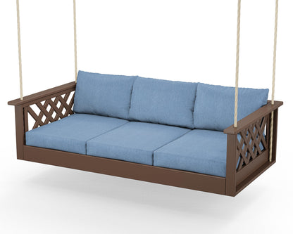 Country Living Wovendale Daybed Swing in Mahogany / Sky Blue