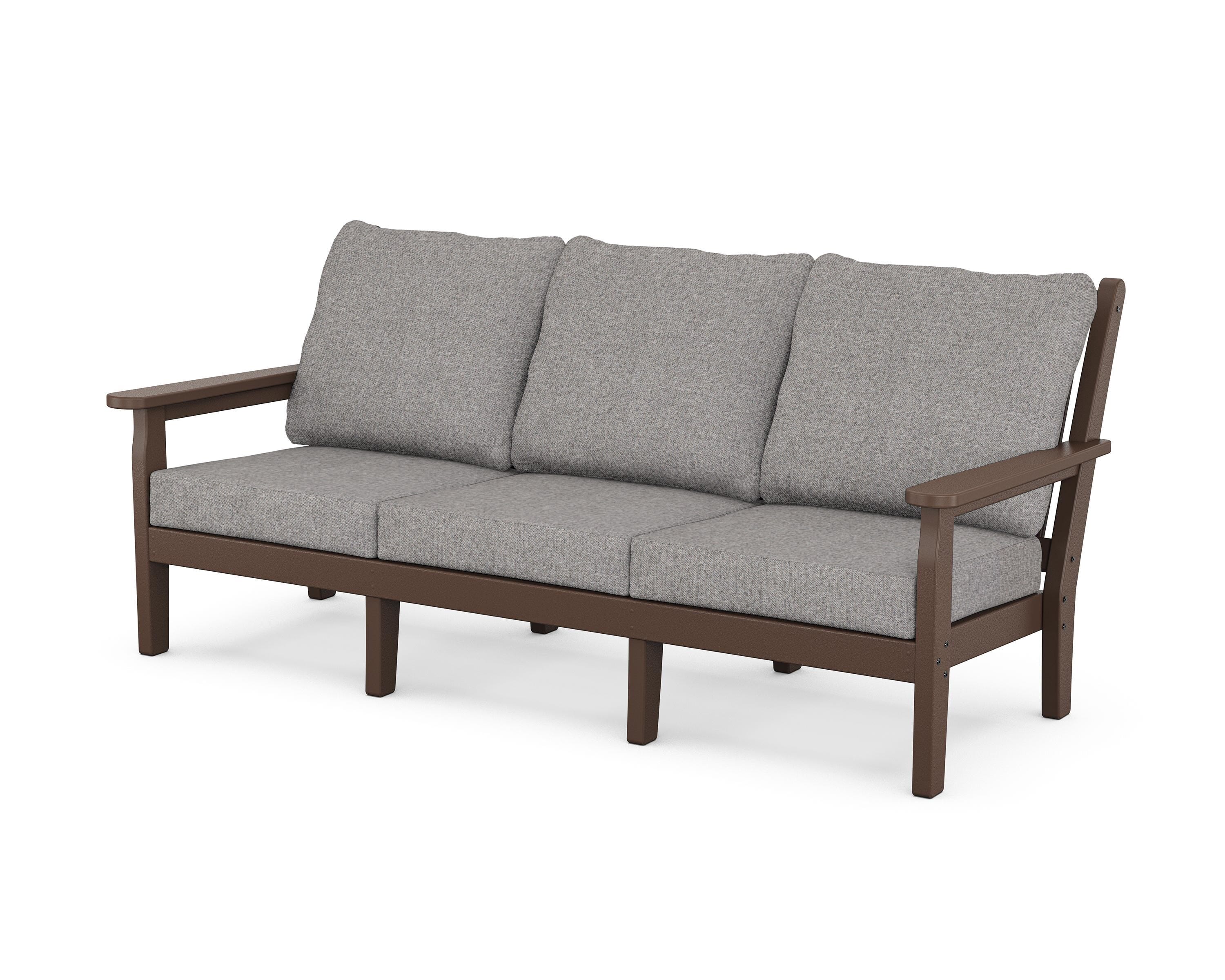 POLYWOOD® Chippendale Deep Seating Sofa in Mahogany / Grey Mist
