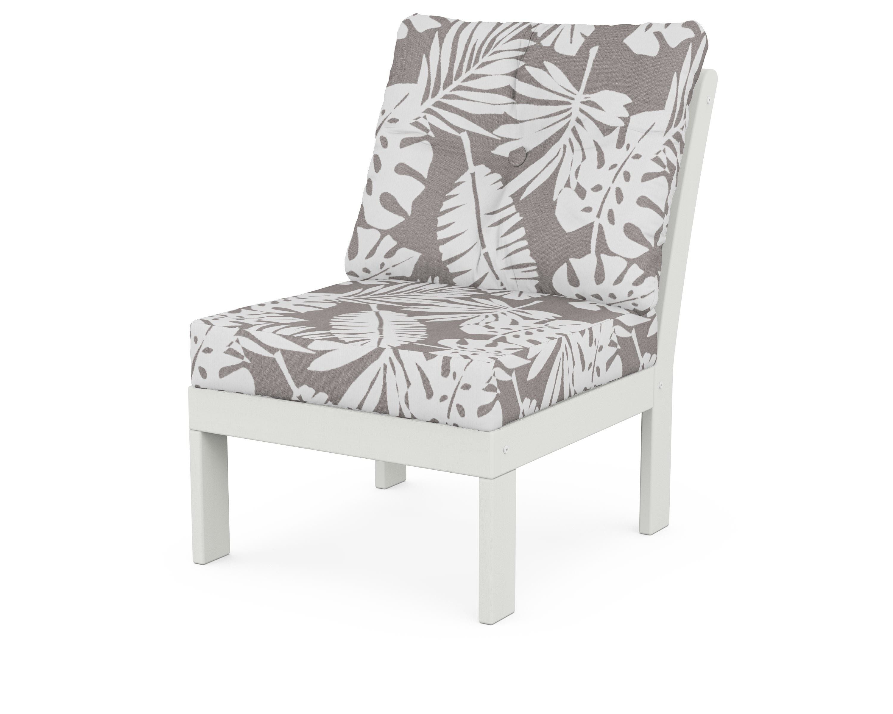 POLYWOOD® Vineyard Modular Armless Chair in Vintage White / Leaf Grey Mist
