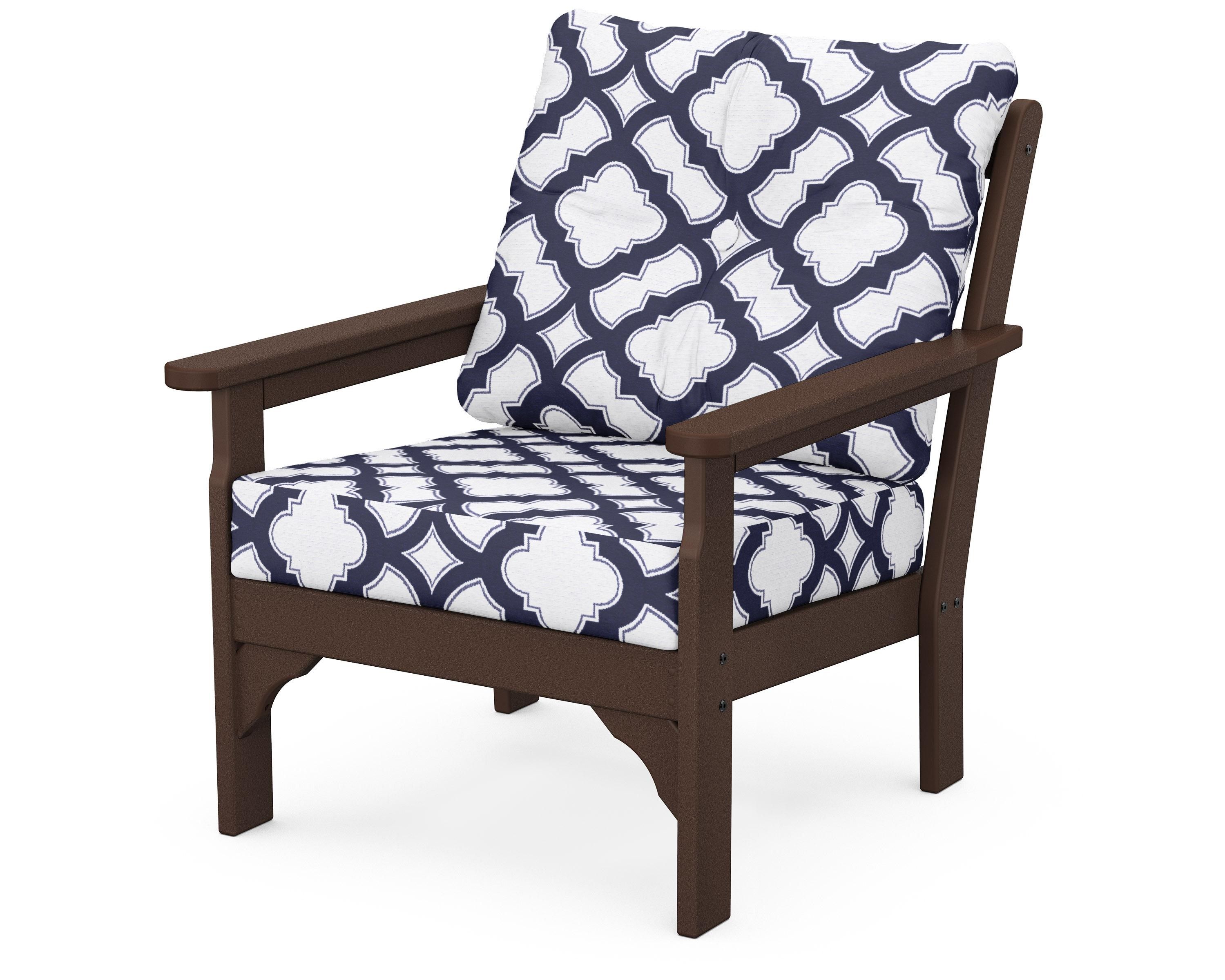 POLYWOOD® Vineyard Deep Seating Chair in Mahogany / Trellis Navy