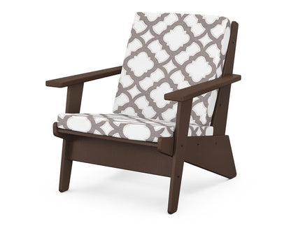 POLYWOOD® Riviera Modern Lounge Chair in Mahogany / Trellis Grey Mist