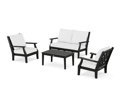 Country Living Wovendale 4-Piece Deep Seating Set with Loveseat in Black / Natural