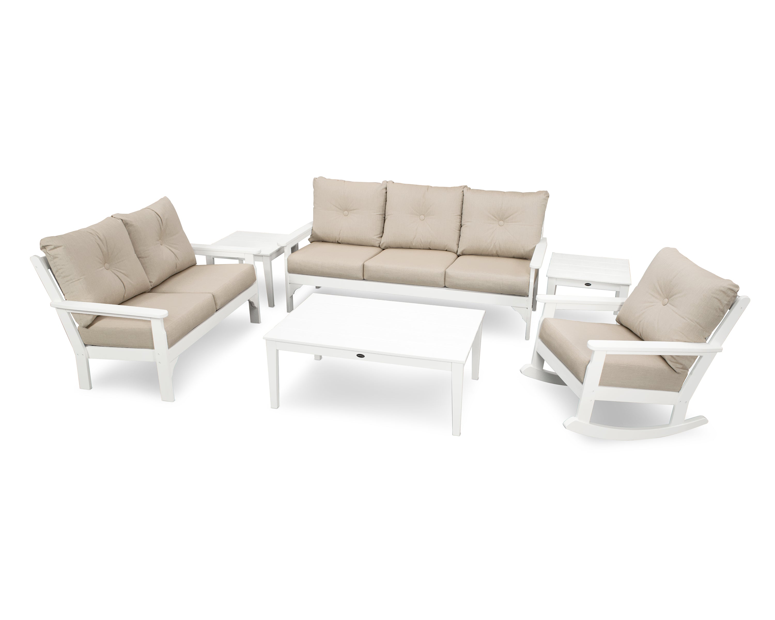 POLYWOOD® Vineyard 6-Piece Deep Seating Set in White / Cast Ash