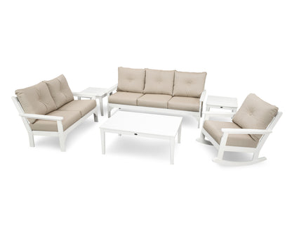 POLYWOOD® Vineyard 6-Piece Deep Seating Set in White / Cast Ash