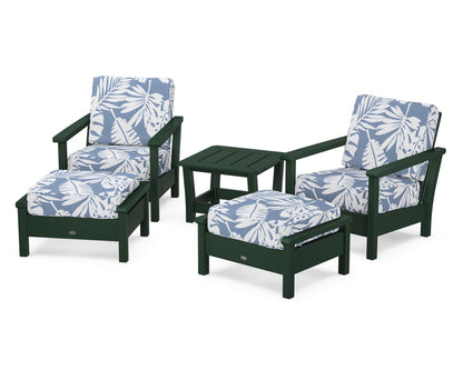 POLYWOOD® Harbour 5-Piece Deep Seating Chair Set in Green / Leaf Sky Blue