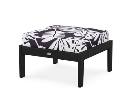 POLYWOOD® Braxton Deep Seating Ottoman in Black / Leaf Navy