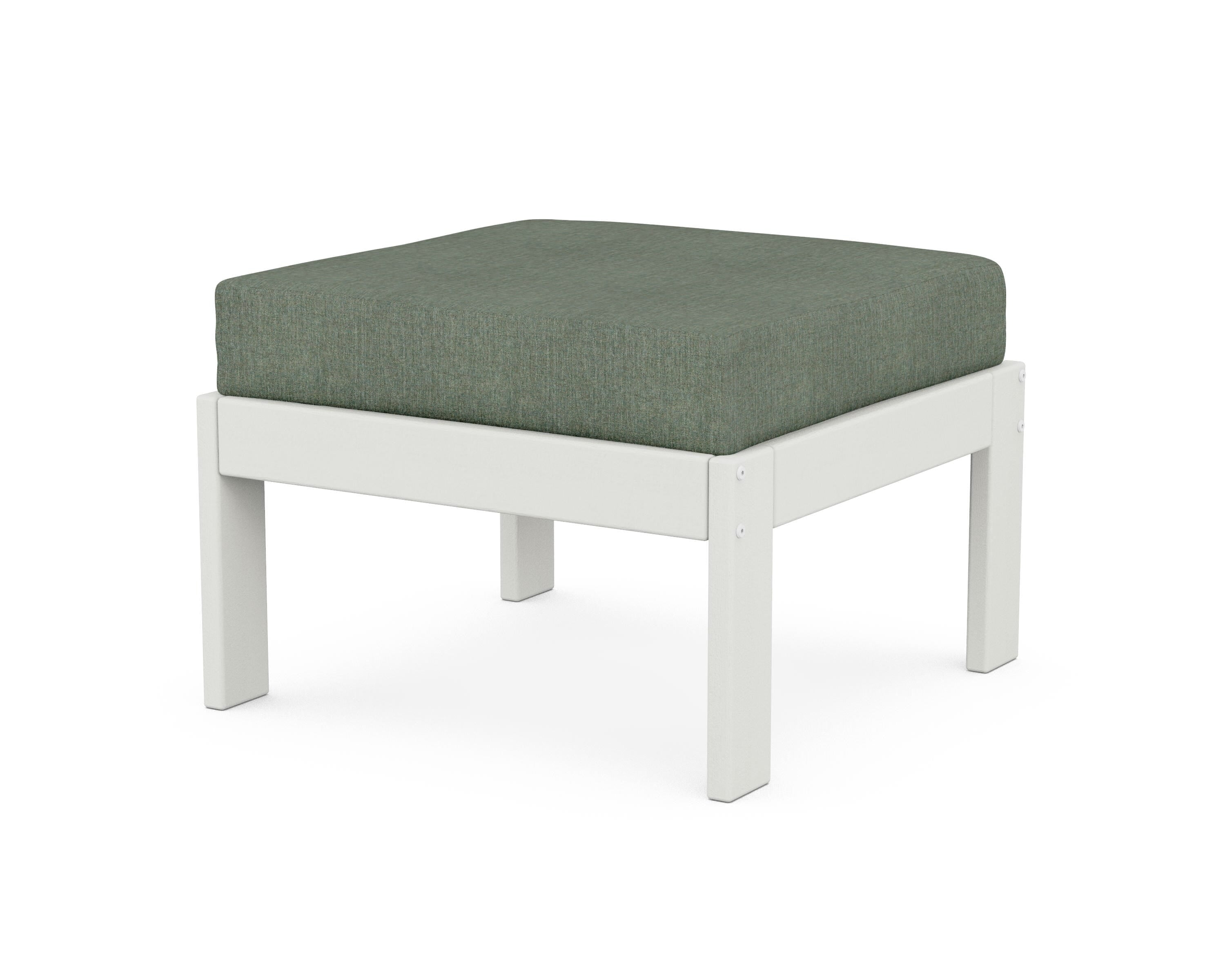 POLYWOOD® Vineyard Modular Ottoman in Vintage White / Cast Sage