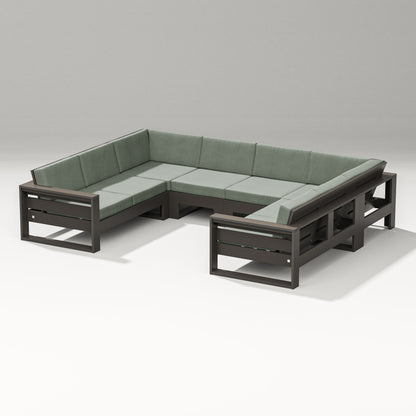 PW Designer Series Latitude U-Shaped Sectional in Vintage Coffee / Cast Sage