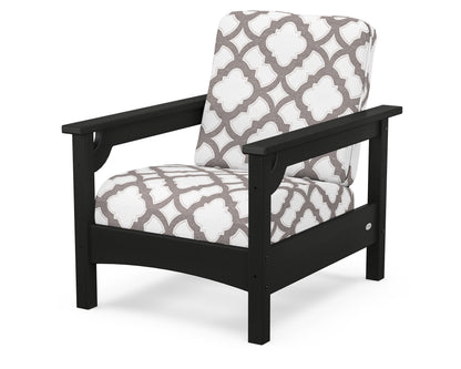 POLYWOOD® Club Chair in Black / Trellis Grey Mist
