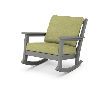 POLYWOOD® Chippendale Deep Seating Rocking Chair in Slate Grey / Chartreuse Boucle