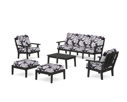 POLYWOOD® Mission 6-Piece Lounge Sofa Set in Black / Leaf Navy