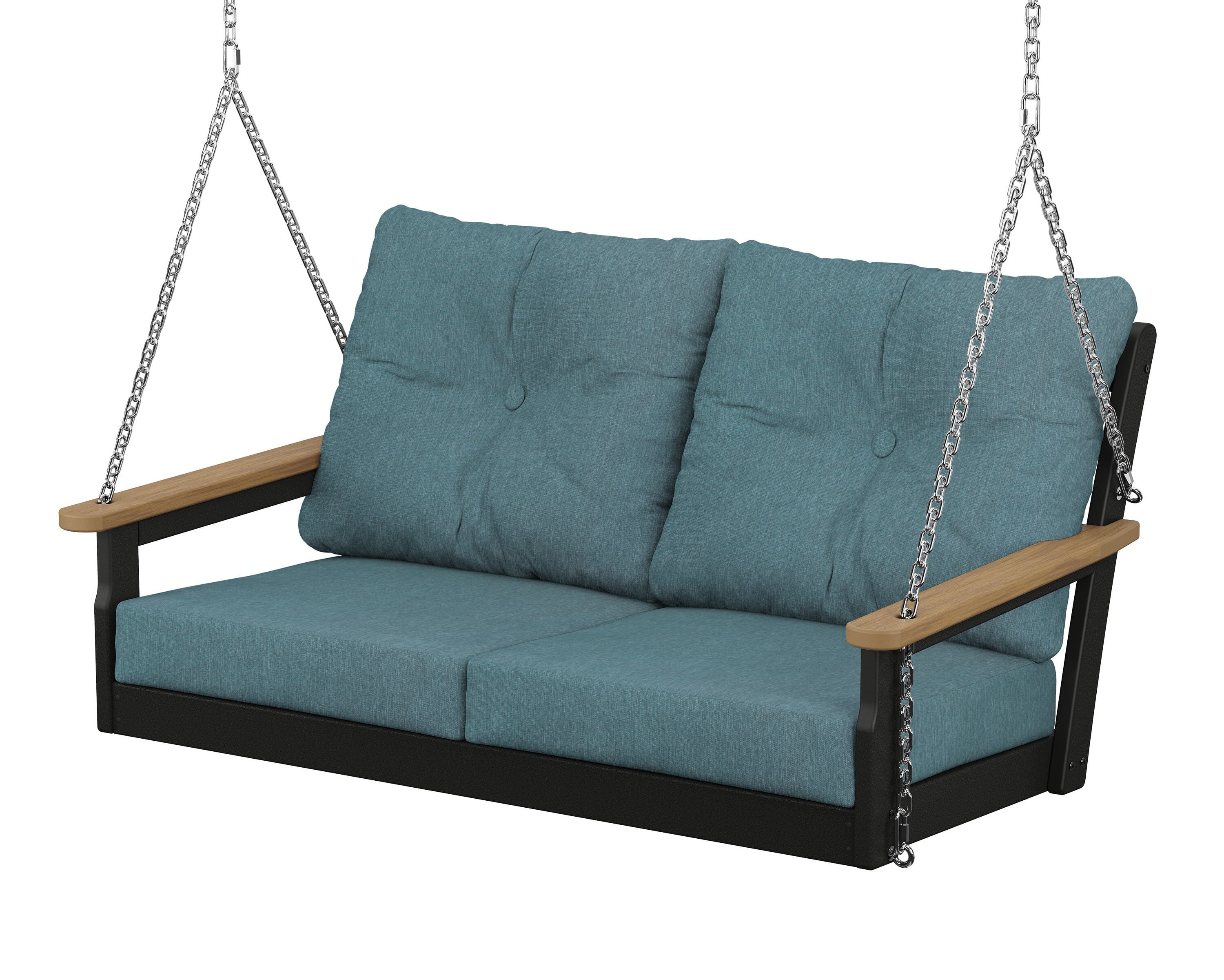 POLYWOOD® Vineyard Deep Seating Swing in Black / Natural / Ocean Teal