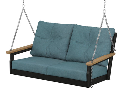 POLYWOOD® Vineyard Deep Seating Swing in Black / Natural / Ocean Teal