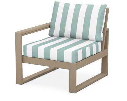 POLYWOOD® EDGE Modular Left Arm Chair in Vintage Sahara / Cabana Stripe Glacier Spa