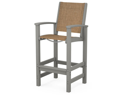 POLYWOOD® Coastal Bar Chair in Slate Grey / Burlap Sling