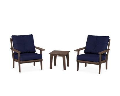 POLYWOOD® Prairie 3-Piece Deep Seating Set in Mahogany / Navy