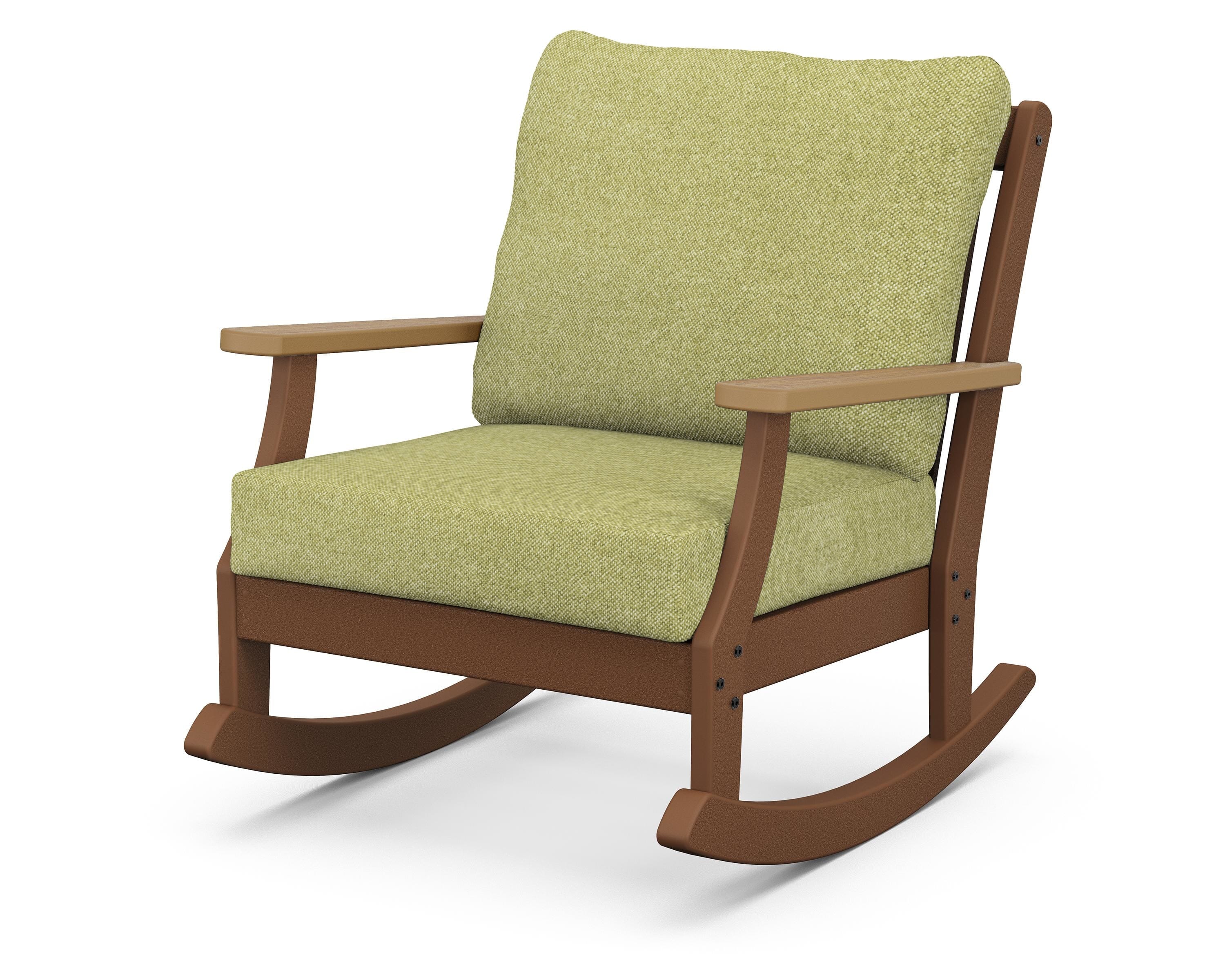 POLYWOOD® Braxton Deep Seating Rocking Chair in Teak / Natural / Chartreuse Boucle