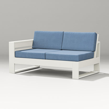 PW Designer Series Latitude Modular Left Arm Loveseat in Vintage White / Sky Blue