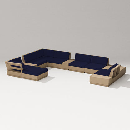 PW Designer Series Elevate 12-Piece Conversation Sectional Set in Vintage Sahara / Navy