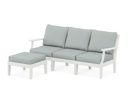 POLYWOOD® Braxton Modular 4-Piece Deep Seating Set with Ottoman in Vintage White / Spa