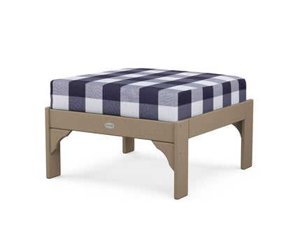 POLYWOOD¬Æ Vineyard Deep Seating Ottoman in Vintage Sahara / Buffalo Plaid Navy