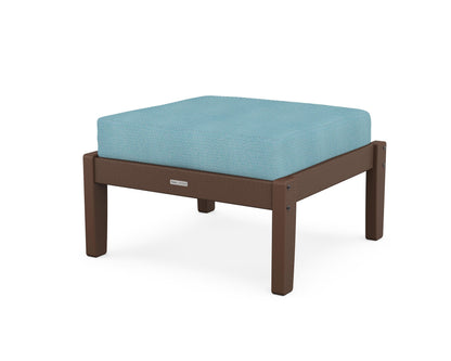 Martha Stewart by POLYWOOD® Chinoiserie Deep Seating Ottoman in Mahogany / Lattice Sky Blue
