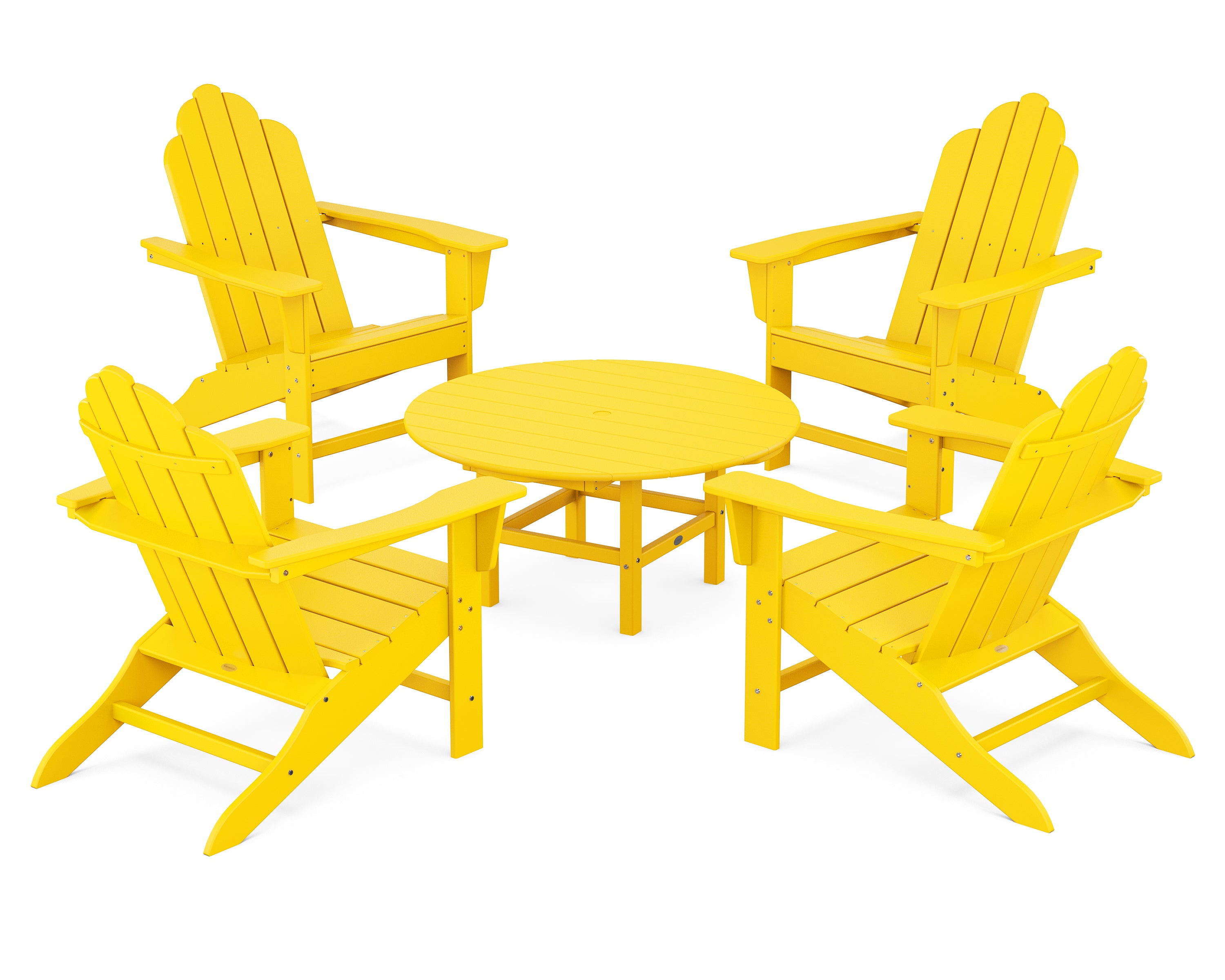 POLYWOOD® Long Island Adirondack 5-Piece Conversation Group in Lemon