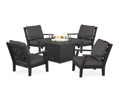 Chinoiserie 5-Piece Deep Seating Set with Fire Pit Table