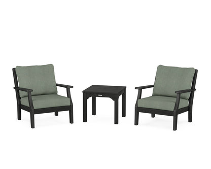 Martha Stewart by POLYWOOD® Chinoiserie 3-Piece Deep Seating Set in Black / Cast Sage