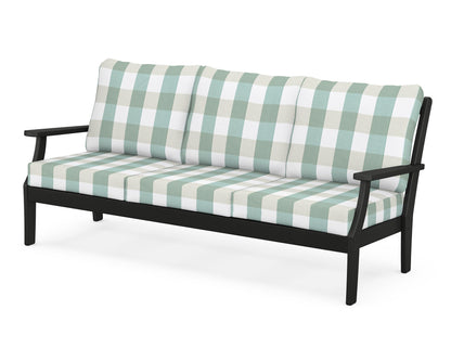 POLYWOOD® Braxton Deep Seating Sofa in Black / Buffalo Plaid Glacier Spa