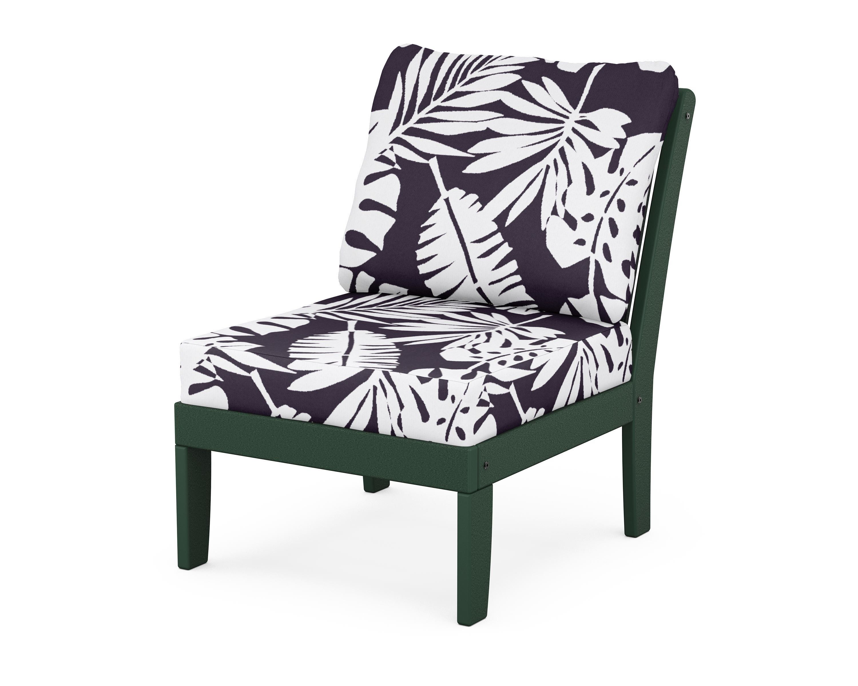 POLYWOOD® Braxton Modular Armless Chair in Green / Leaf Navy