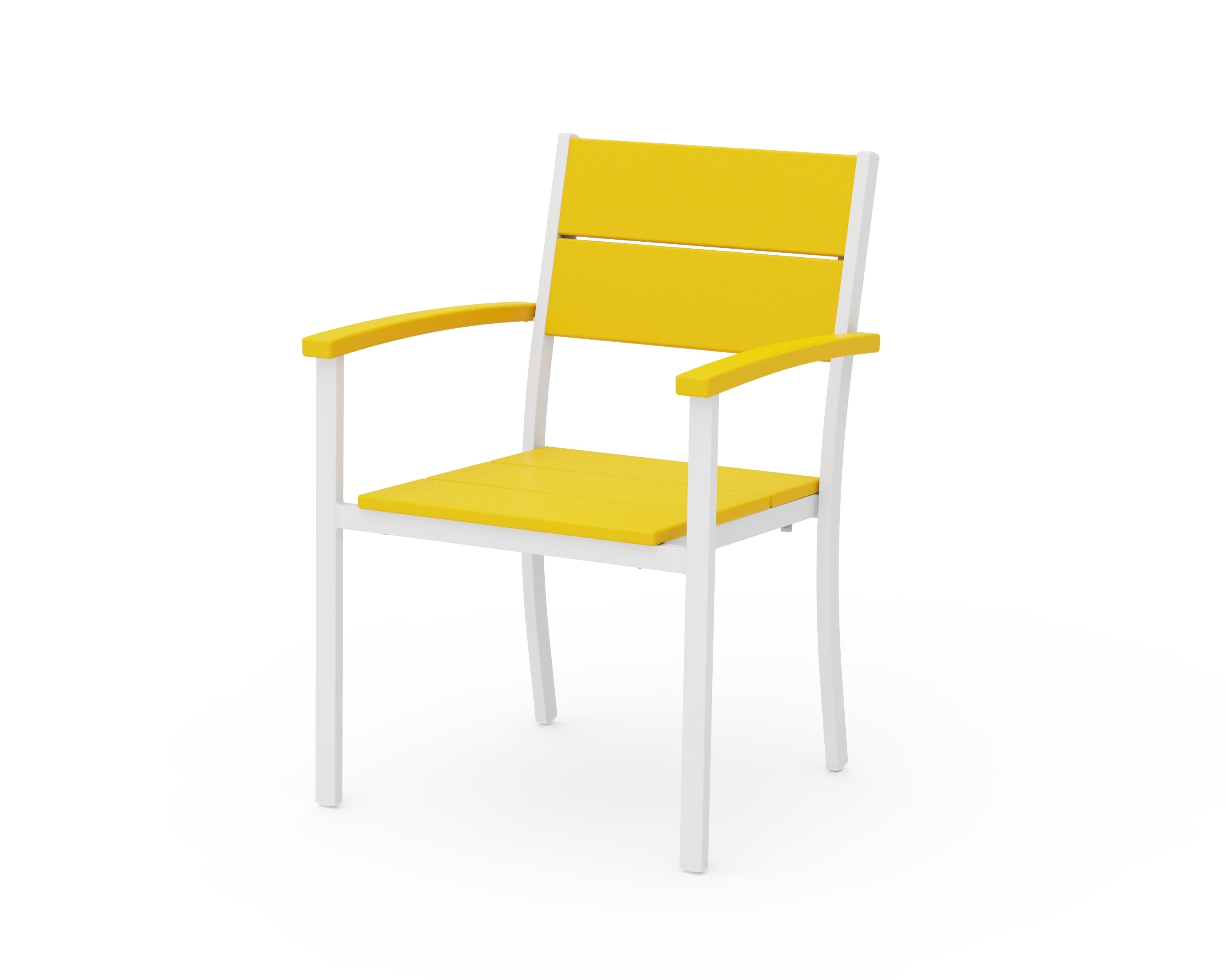 POLYWOOD® Main Street Stacking Dining Arm Chair in White / Lemon