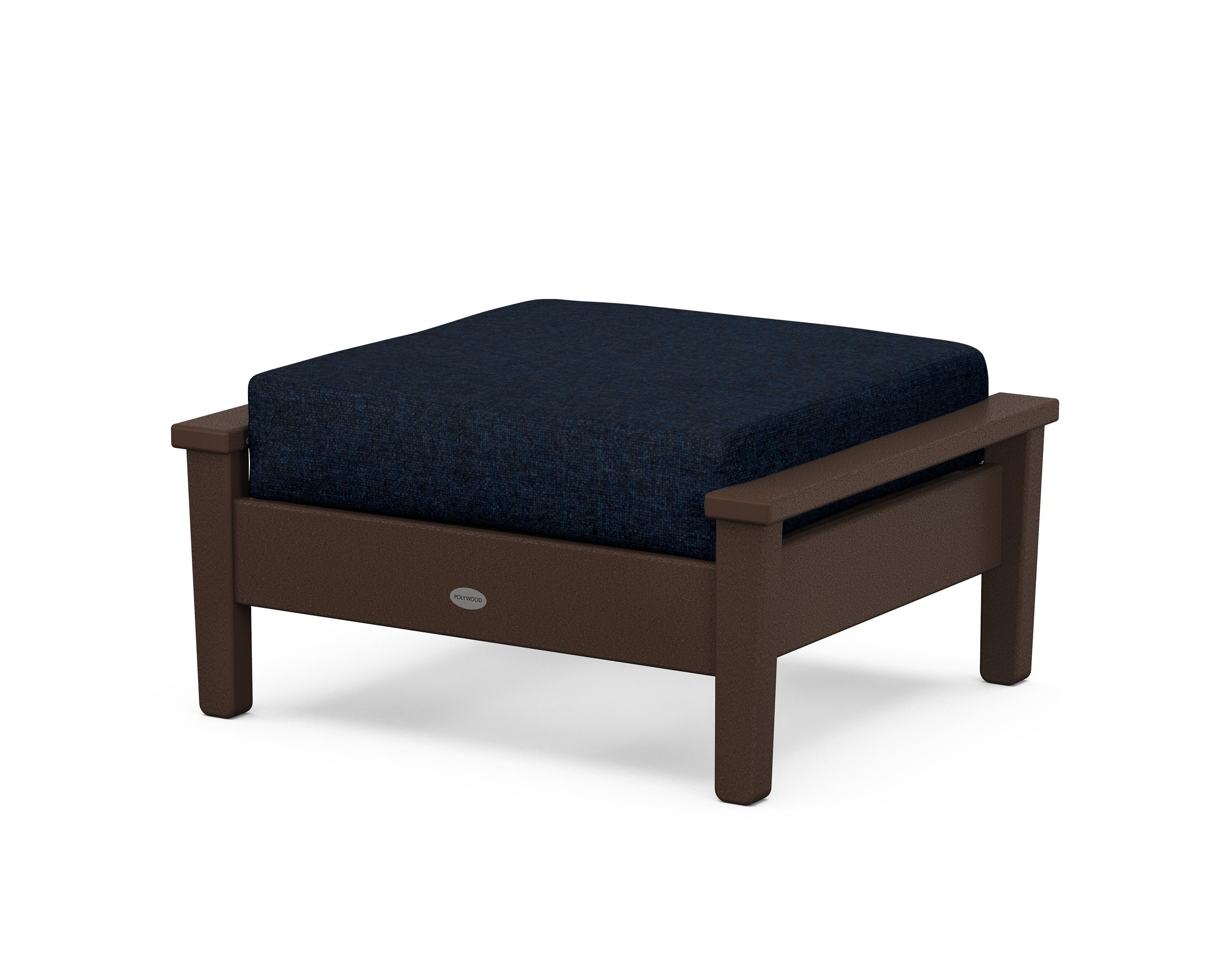 POLYWOOD® Prescott Deep Seating Ottoman in Mahogany / Marine Indigo