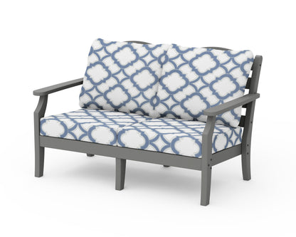 Draper James™ by  POLYWOOD® Savannah Deep Seating Loveseat in Slate Grey / Trellis Sky Blue