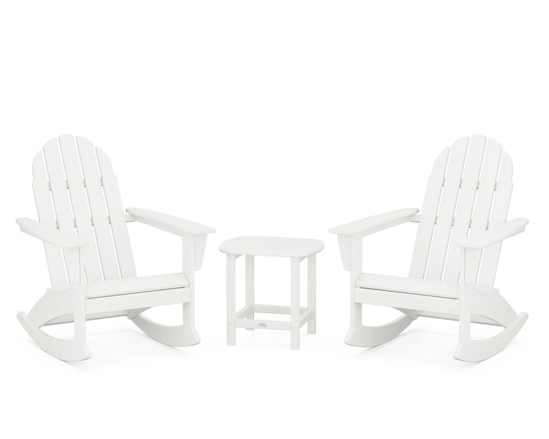 Vineyard 3-Piece Adirondack Rocking Chair Set with South Beach 18" Side Table