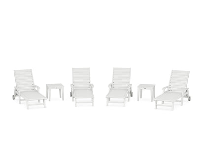 POLYWOOD® Signature Chaise 6-Piece Set with Wheels in White