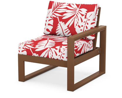 POLYWOOD® EDGE Modular Right Arm Chair in Teak / Leaf Crimson